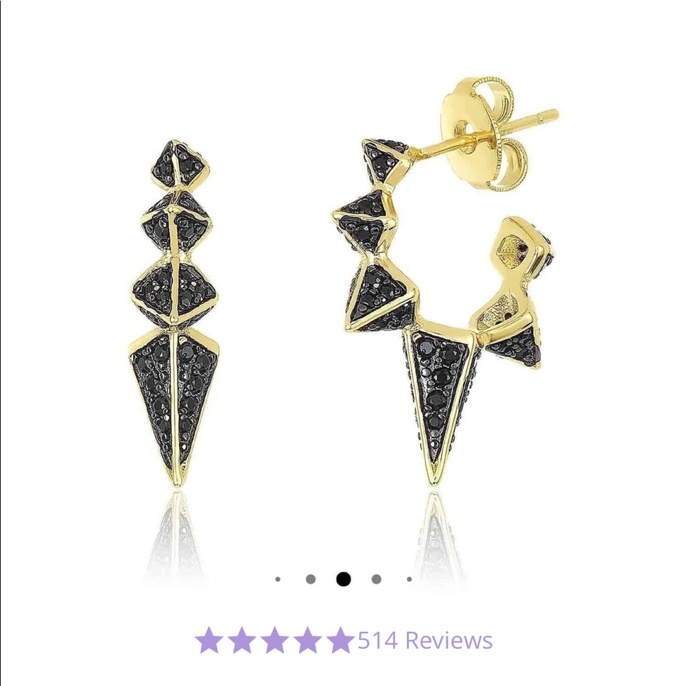 New Melinda Maria Gabriella Spiked Hoop Earrings Black Gold